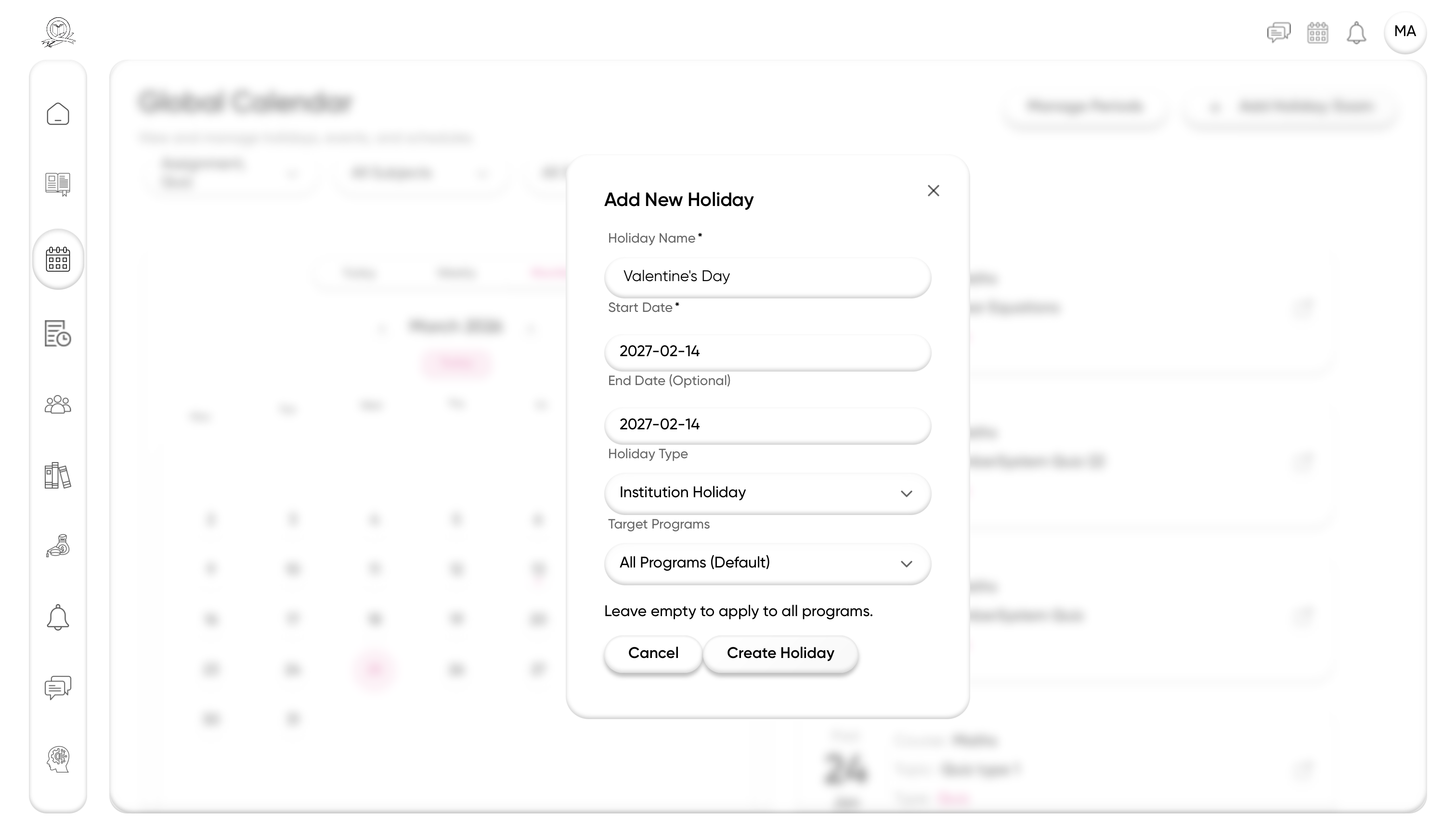 Events and Academic Periods